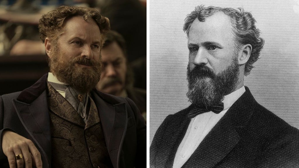 Shea Whigham as Senator Roscoe Conkling in "Death by Lightning" (Netflix, Getty Images)
