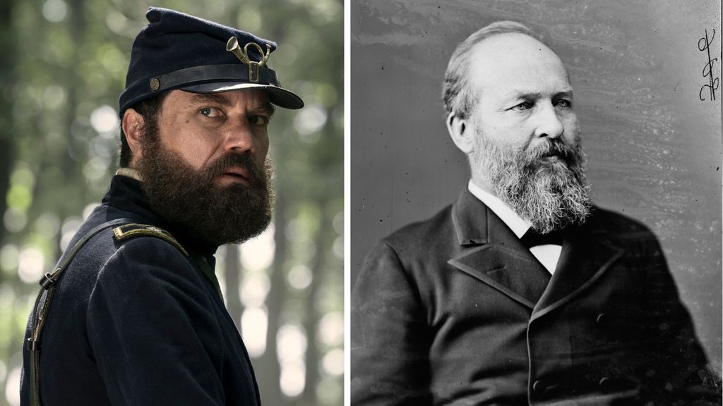 Michael Shannon as President James Garfield in "Death by Lightning" (Netflix, Getty Images)