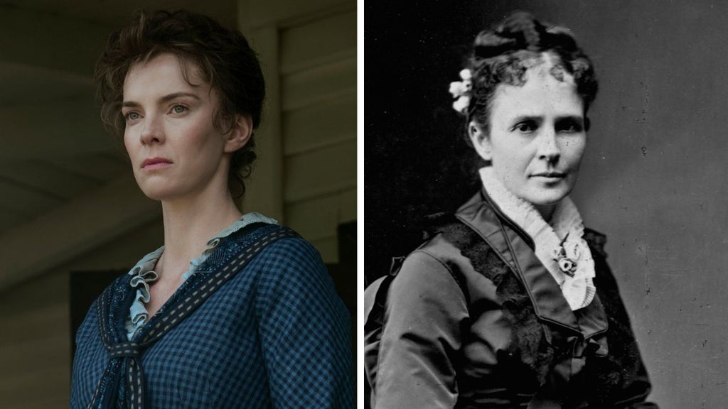 Betty Gilpin as First Lady Lucretia Garfield in "Death by Lightning" (Netflix, Getty Images)