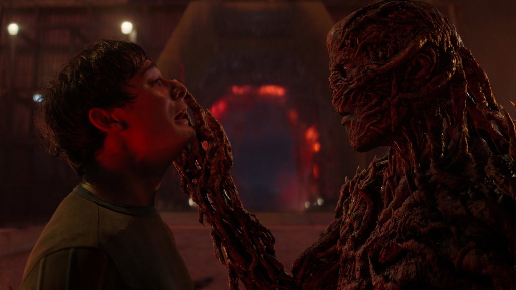Noah Schnapp and Jamie Campbell Bower's Vecna in "Stranger Things" Season 5