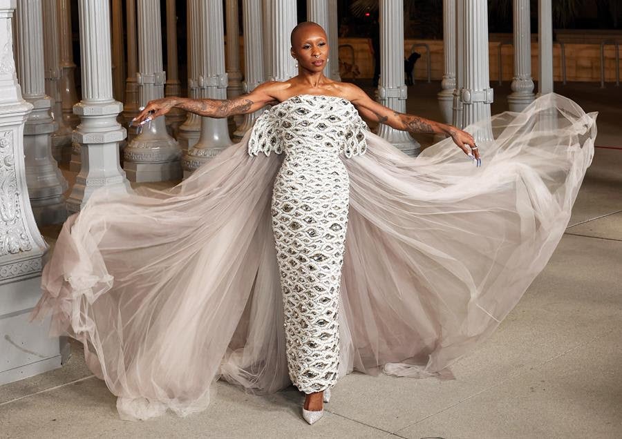 Cynthia Erivo wears Schiaparelli to the LACMA Art+Film Gala. Source: Getty