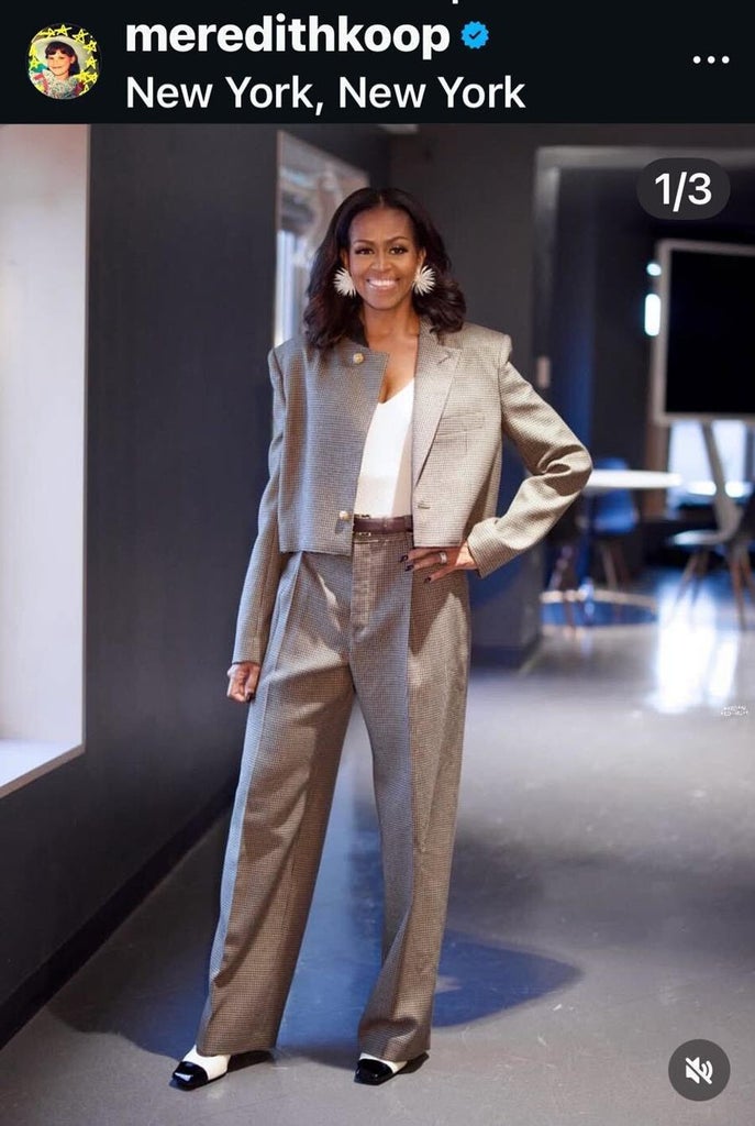 Michelle Obama wearing Look 1 from Chanel's Spring 2026 collection. Source: Stylist Meredith Koop