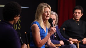Christine Handy talks on-stage at a screening of "Hello Beautiful" hosted by TheWrap