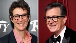 Rachel Maddow and Stephen Colbert (Credit: Getty Images)