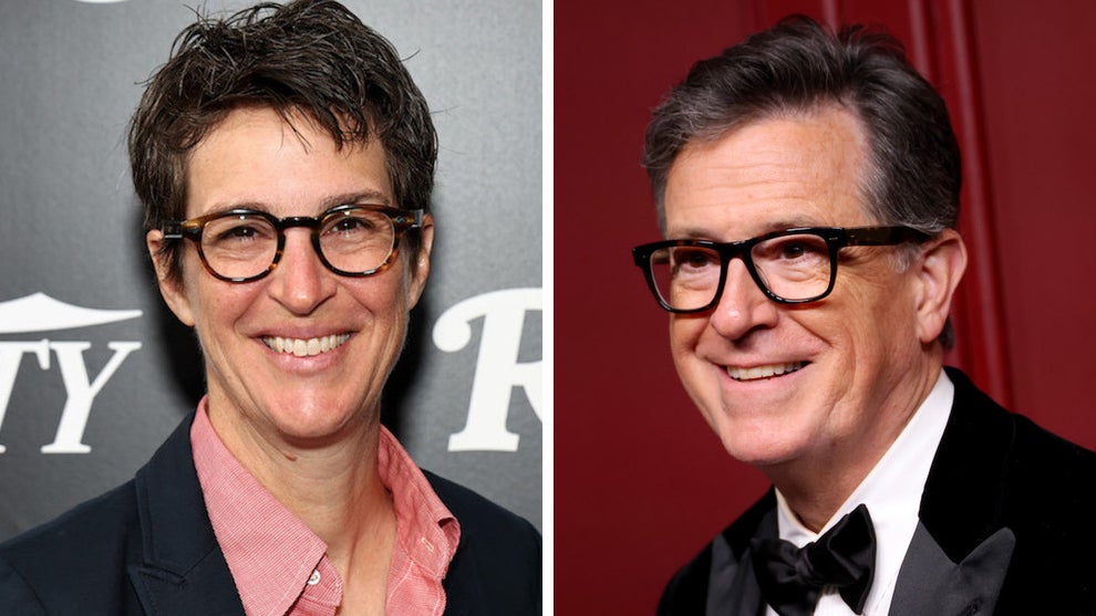 Rachel Maddow and Stephen Colbert (Credit: Getty Images)