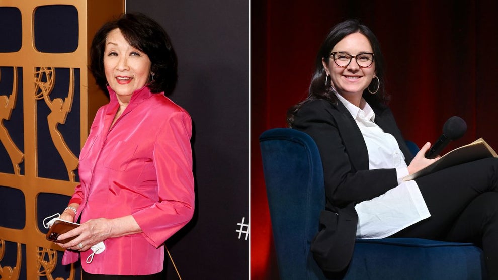 Connie Chung attends the 50th Daytime Emmy Awards at The Westin Bonaventure Hotel & Suites, Los Angeles on December 15, 2023 in Los Angeles, California. (Credit: Frazer Harrison/Getty Images) and Bari Weiss speaks onstage during Book Club Event With Peggy Noonan on November 19, 2024 in New York City. (Credit: Noam Galai/Getty Images for The Free Press)