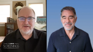 TheWrap's Steve Pond and "Dog Warriors" documentary filmmaker Andrew Abrahams (Credit: TheWrap)