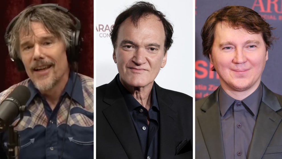 Ethan Hawke, Quentin Tarantino, Paul Dano ("The Joe Rogan Experience"/YouTube screenshot, Getty Images)