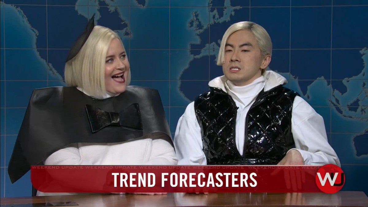 Aidy Bryant Makes Surprise ‘SNL’ Return to Reprise Trend Forecasters With Bowen Yang