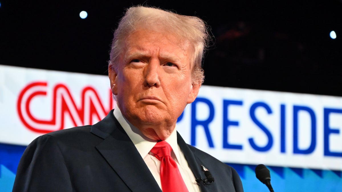 Donald Trump at CNN’s presidential debate on June 27, 2024. (Kyle Mazza/Anadolu/Getty Images)