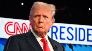 Donald Trump at CNN’s presidential debate on June 27, 2024. (Kyle Mazza/Anadolu/Getty Images)