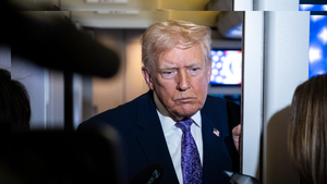 Donald Trump speaking to reporters