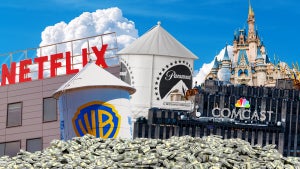 Netflix, Warner Bros., Paramount and Disney are all heading into Q1 earnings with some question marks. (Chris Smith for TheWrap)