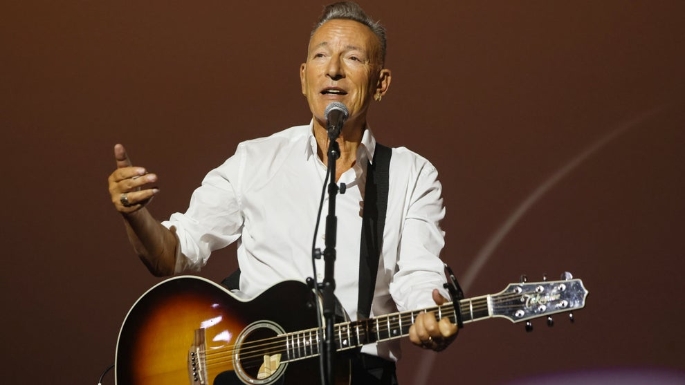 Bruce Springsteen performs at the AFI FEST 2025 "Springsteen: Deliver Me From Nowhere" Premiere at TCL Chinese Theatre on October 22, 2025 in Hollywood, California. (Rodin Eckenroth/Getty Images)