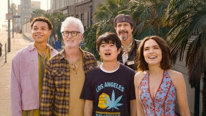 Zoey Deutch, John Slattery, Ken Marino, Miles Gutierrez-Riley and Ben Wang in "Gail Daughtry and the Celebrity Sex Pass" by David Wain, an official selection of the 2026 Sundance Film Festival. Courtesy of Sundance Institute.