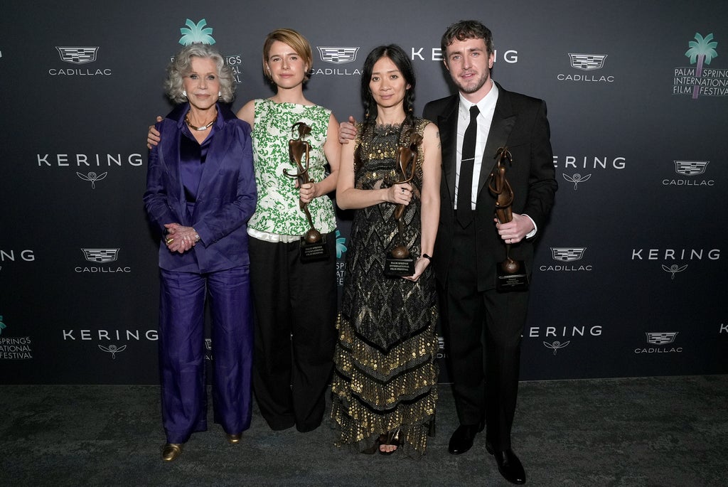 Jane Fonda, Jessie Buckley, Chloé Zhao and Paul Mescal at the Palm Springs Awards Gala