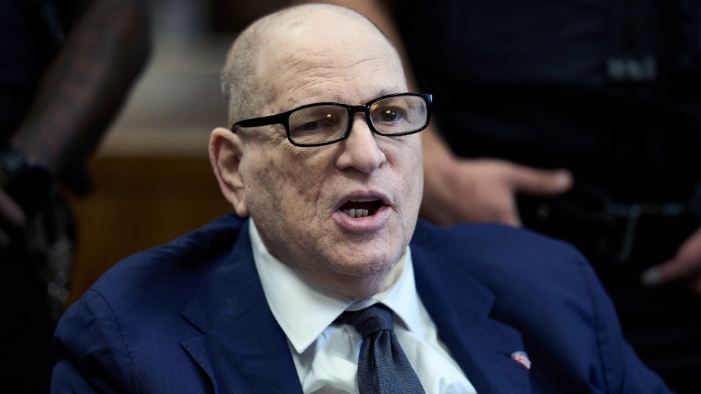 Harvey Weinstein appears for a hearing in Manhattan criminal court on January 8, 2026 in New York City. The hearing is to determine whether Weinstein receives a new trial after he was convicted of the 2006 sexual assault of Miriam Haley, a one-time production assistant. (Curtis Means-Pool/Getty Images)