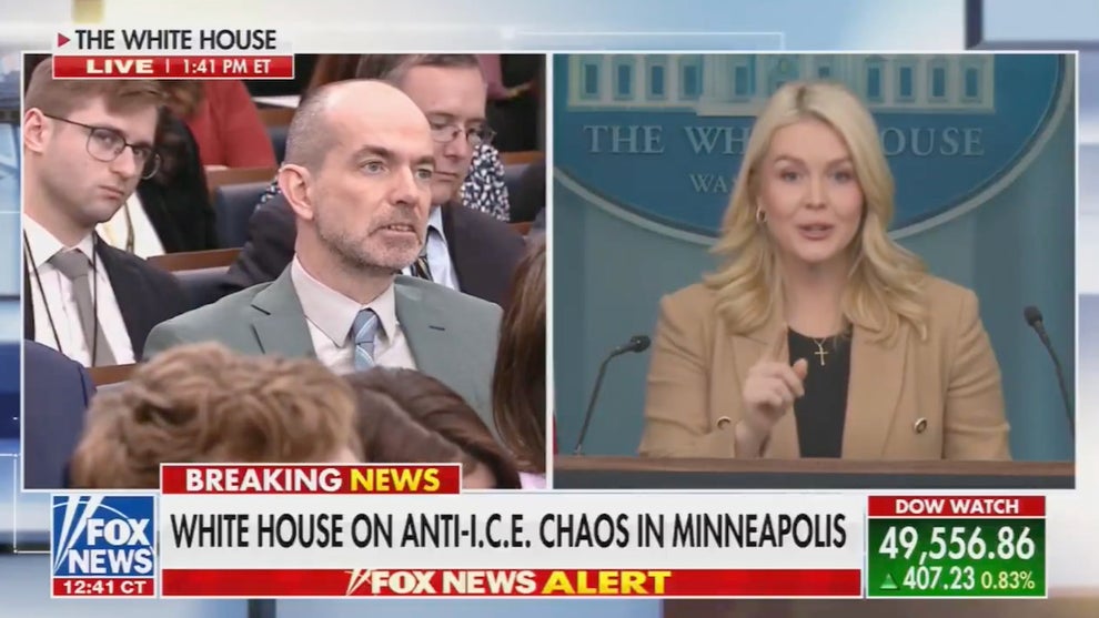 Karoline Leavitt holds a Jan. 15 press conference on Minneapolis ICE protests. (Credit: Fox News/X)