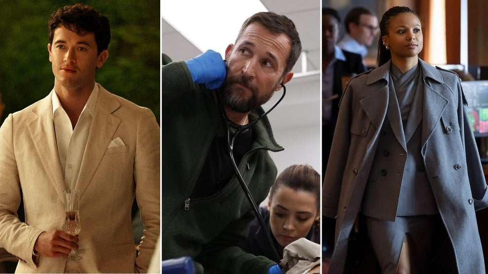 Left to right: “People We Meet on Vacation” (Daniel Escale/Netflix), “The Pitt” Season 2 (Warrick Page/HBO Max) and “Industry” Season 4 (HBO)