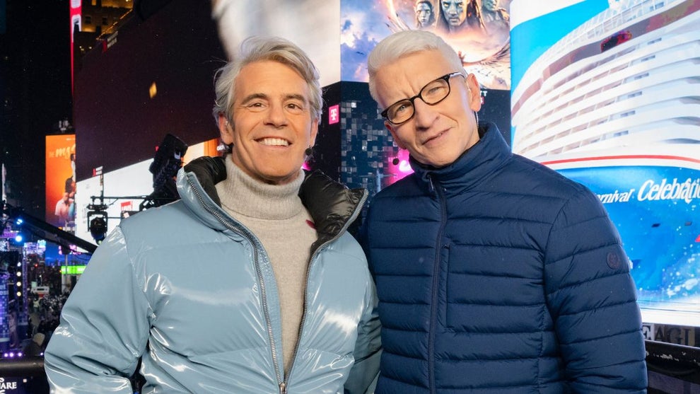 Andy Cohen and Anderson Cooper host CNN's "New Year's Eve Live" in Times Square on Dec. 31, 2025 in New York City. (Credit: Craig T Fruchtman/Getty Images)