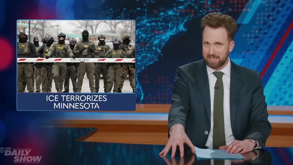 Jordan Klepper hosts the Jan. 14, 2026 edition of "The Daily Show" (Comedy Central)