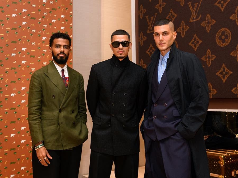 Kohshin Finley, Delfin Finley and Fai Khadra celebrate the Spring 2026 Louis Vuitton Mens launch in Beverly Hills. Source: Louis Vuitton/BFA