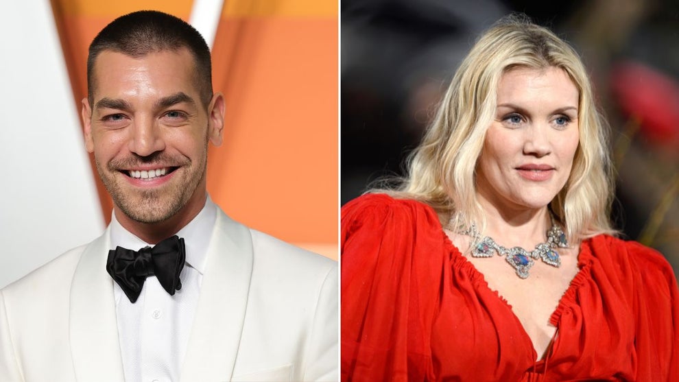 Left: “Las Culturistas” host Matt Rogers (Dia Dipasupil/FilmMagic), Right: “Wuthering Heights” filmmaker Emerald Fennell (Gareth Cattermole/Getty Images)