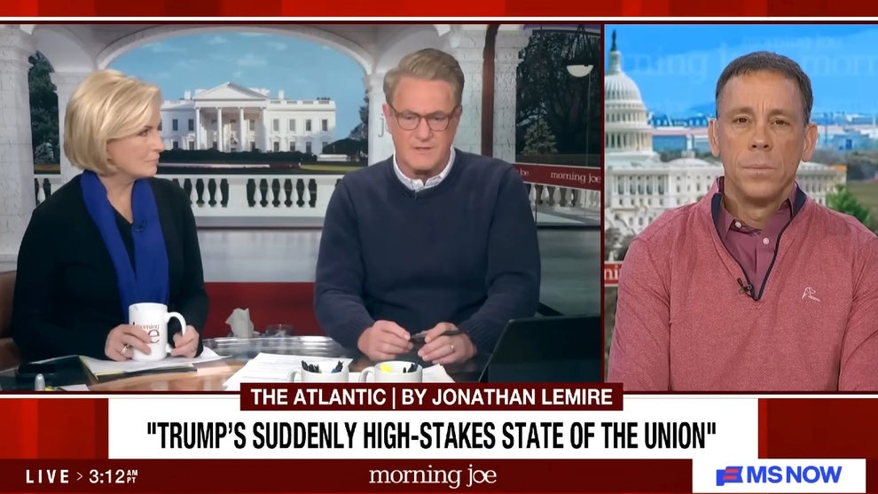 Mika Brzezinski and Joe Scarborough host the Feb. 24, 2026 edition of "Morning Joe" with guest panelist Jim VandeHei (Credit: MS NOW)