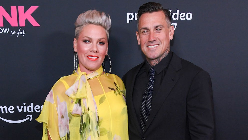 Pink and Carey Hart attend the "P!nk: All I Know So Far" premiere in Los Angeles on May 17, 2021. (Kevin Mazur/Getty Images)