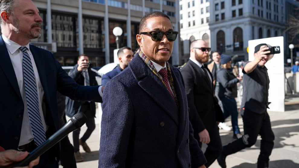 Journalist Don Lemon arrives with his legal team for an arraignment hearing at the Warren E. Burger Federal Building and U.S. Courthouse on February 13, 2026 in St. Paul, Minnesota. (Credit: Stephen Maturen/Getty Images)
