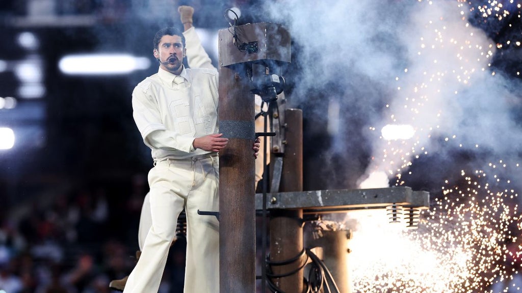 Bad Bunny performing at Super Bowl LX (Getty Images)