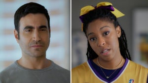 Brett Goldstein as Louis and Jessica Williams as Gaby in "Shrinking" Season 3