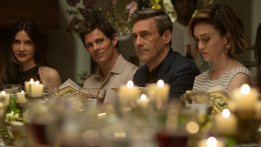 Olivia Munn, James Marsden and Jon Hamm in "Your Friends and Neighbors" Season 2 (Apple TV)