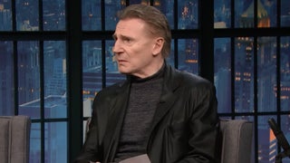 Liam Neeson Tells ‘Late Night’ Audience to Shut Up as They Giggle at Him for Reading His New Movie’s Synopsis | Video
