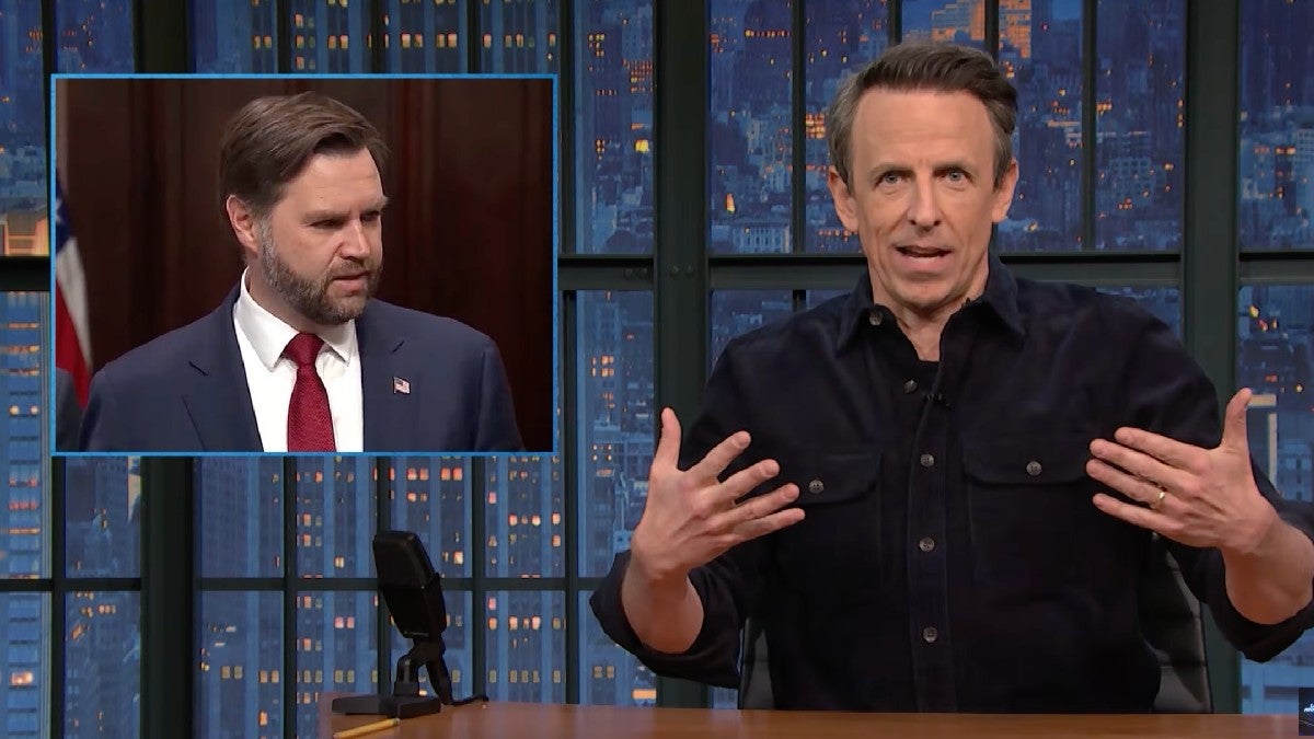 Seth Meyers zomba de JD Vance por se esquivar de perguntas sobre um possível ataque ao Irã