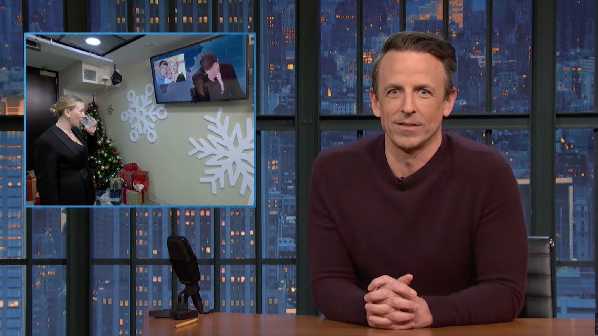 Seth Meyers adora o grito de Colin Jost durante a corrida de bobsled
