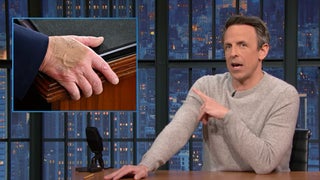 Seth Meyers Rips Trump’s ‘Addams Family’ Hand: ‘Definitely Comes Off at Night and Just Runs Around the Oval Office’