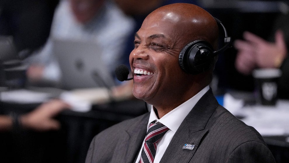 Charles Barkley at the 2026 First Four game between the NC State Wolfpack and the Texas Longhorns