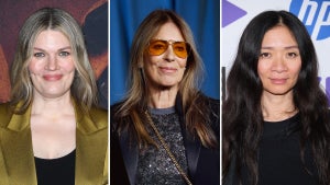 Directors Emma Tammi ("Five Nights at Freddy's"), Kathryn Bigelow ("A House of Dynamite") and Chloé Zhao ("Hamnet") (Credit: Getty Images)