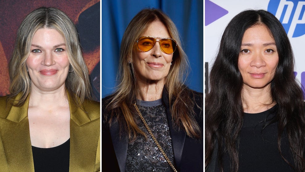 Directors Emma Tammi ("Five Nights at Freddy's"), Kathryn Bigelow ("A House of Dynamite") and Chloé Zhao ("Hamnet") (Credit: Getty Images)