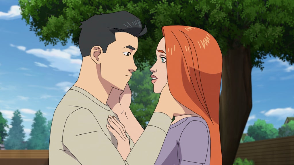 Mark Grayson and Eve Wilkins in "Invincible" (Prime Video)