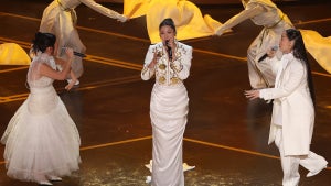 Rei Ami, EJAE and Audrey Nuna perform "Golden" during the 98th Annual Academy Awards. (Robert Gauthier / Los Angeles Times via Getty Images)