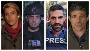 Network journalists are spread across the Middle East as they try to cover a regional war. (CNN/Fox News/CBS News)