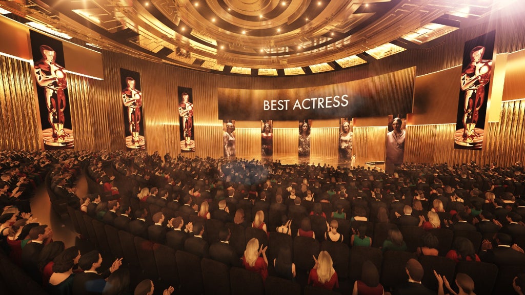 A render of a potential Academy Awards at L.A. Live presenting Best Actress