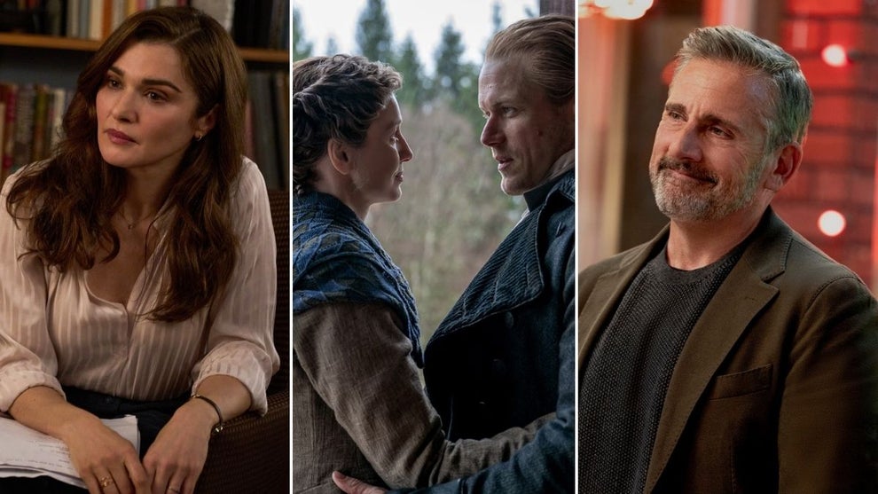 Left to right: “Vladimir” (Credit: Shane Mahood/Netflix), “Outlander” Season 8 (Credit: Starz) and “Rooster” Season 1 (Credit: Katrina Marcinowski/HBO)