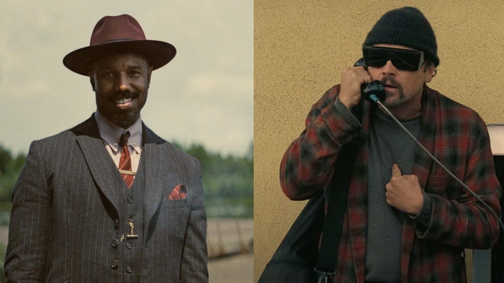 A split image of Michael B. Jordan in "Sinners" (Left) and Leonardo DiCaprio in "One Battle After Another" (Right)