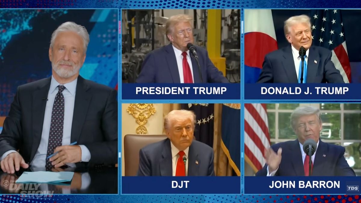 Jon Stewart reúne painel de Trumps para destacar as contradições da guerra no Irã