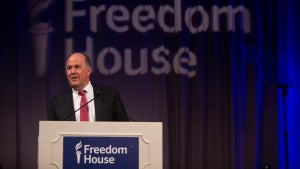 Freedom House President Michael J. Abramowitz speaks at the Freedom House 2018 Annual Awards Dinner on May 23, 2018 in Washington, DC