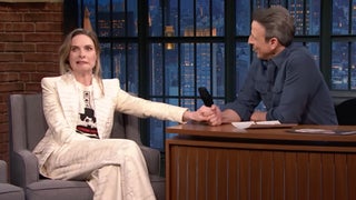 Seth Meyers Pushes Back When Rebecca Ferguson Tries to Read His Palm: ‘I Don’t Care for This!’ | Video