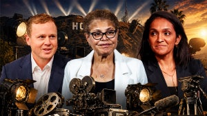 Spencer Pratt, Mayor Karen Bass and Councilmember Nithya Raman